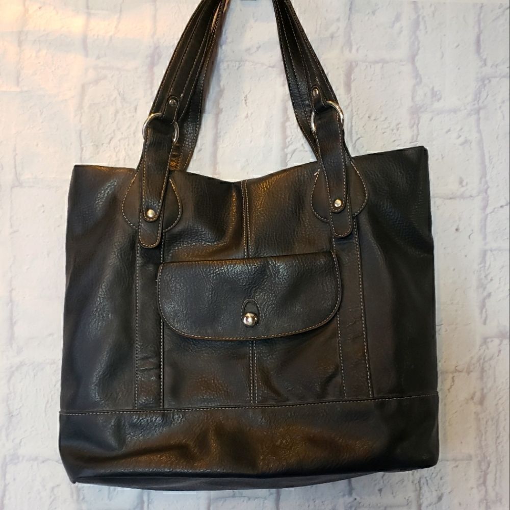 EMILIE M. Faux Leather Classic Tote Bag